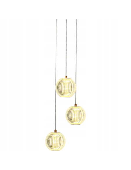 Lampa wisząca Brillant 3 LED w kolorze złotym, elegancka i zmienna barwa światła, styl glamour, Light Prestige