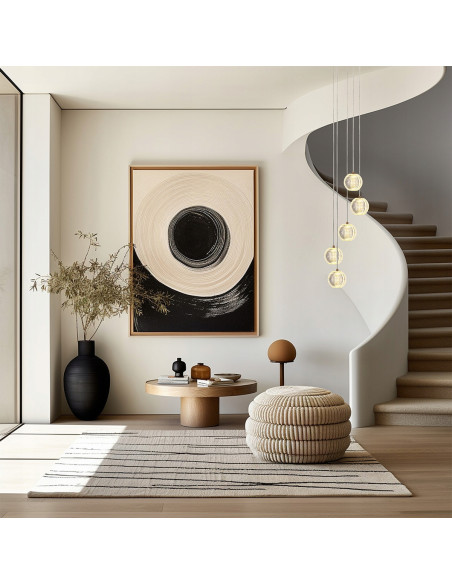 Lampa wisząca LED Brillant 5-punktowa, złota, regulowana barwa światła, styl glamour do eleganckich wnętrz