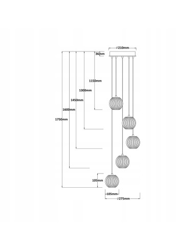 Lampa wisząca LED Brillant 5-punktowa, złota, regulowana barwa światła, styl glamour do eleganckich wnętrz