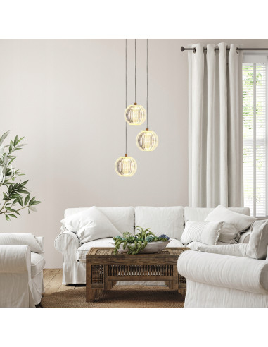 Lampa wisząca Brillant 3 LED w kolorze złotym, elegancka i zmienna barwa światła, styl glamour, Light Prestige