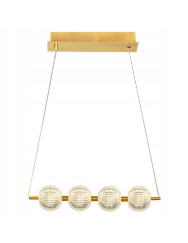 Lampa wisząca Brillant 4 LED - elegancka lampa złota z kryształowymi kloszami, zmienna barwa światła do jadalni i salonu
