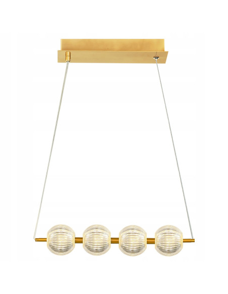 Lampa wisząca Brillant 4 LED - elegancka lampa złota z kryształowymi kloszami, zmienna barwa światła do jadalni i salonu