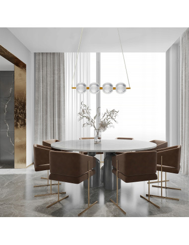 Lampa wisząca Brillant 4 LED - elegancka lampa złota z kryształowymi kloszami, zmienna barwa światła do jadalni i salonu