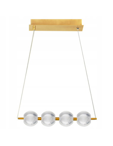 Lampa wisząca Brillant 4 LED - elegancka lampa złota z kryształowymi kloszami, zmienna barwa światła do jadalni i salonu