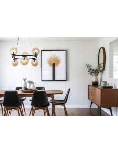 Lampa wisząca AURA z czarnym stelażem i miodowymi kloszami – elegancka i nowoczesna do salonu, kuchni i jadalni. 2