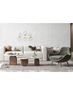 Lampa Wisząca AURA - Eleganckie Oświetlenie z 6 Kloszami, Biały Metal, E14, Klasa A, Idealna do Wnętrz 2