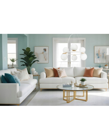 Lampa Wisząca AURA - Eleganckie Oświetlenie z 6 Kloszami, Biały Metal, E14, Klasa A, Idealna do Wnętrz