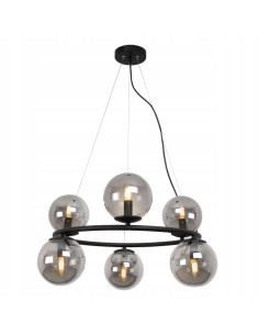 Lampa wisząca AURA w stylu pałacowym z sześcioma szklanymi kulami - eleganckie oświetlenie do wnętrz glam i minimalistycznych