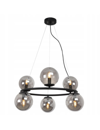 Lampa wisząca AURA w stylu pałacowym z sześcioma szklanymi kulami - eleganckie oświetlenie do wnętrz glam i minimalistycznych