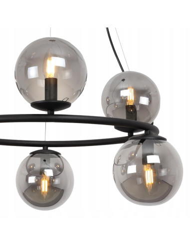 Lampa wisząca AURA w stylu pałacowym z sześcioma szklanymi kulami - eleganckie oświetlenie do wnętrz glam i minimalistycznych