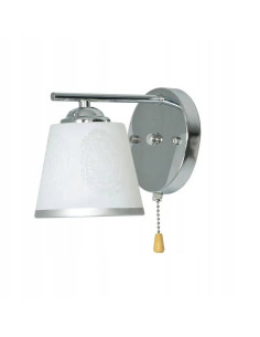 Elegancki kinkiet klasyczny VEN z włącznikiem, metalowo-szklany, chromowy, E27 60W do przedpokoju i korytarza