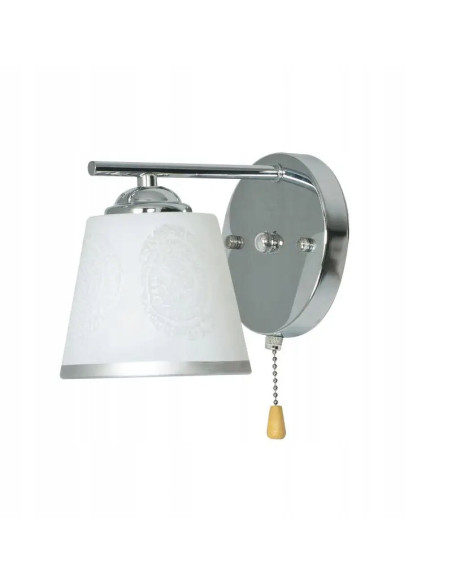 Elegancki kinkiet klasyczny VEN z włącznikiem, metalowo-szklany, chromowy, E27 60W do przedpokoju i korytarza