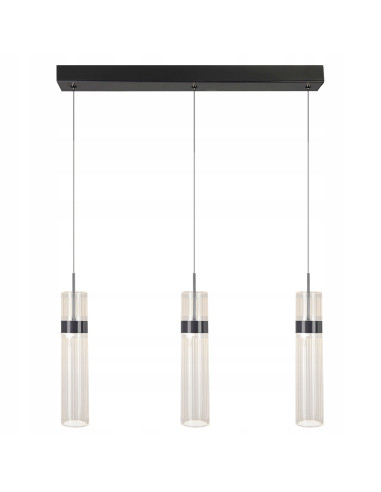 Nowoczesna lampa wisząca Ambiente z regulacją barwy światła, 3 akrylowe klosze, czarna - elegancja do kuchni i jadalni