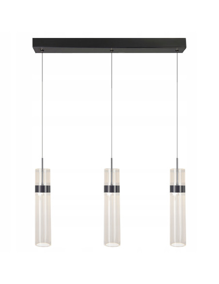 Nowoczesna lampa wisząca Ambiente z regulacją barwy światła, 3 akrylowe klosze, czarna - elegancja do kuchni i jadalni