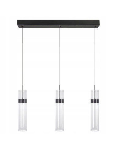 Nowoczesna lampa wisząca Ambiente z regulacją barwy światła, 3 akrylowe klosze, czarna - elegancja do kuchni i jadalni