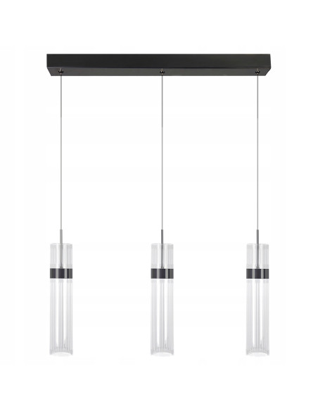 Nowoczesna lampa wisząca Ambiente z regulacją barwy światła, 3 akrylowe klosze, czarna - elegancja do kuchni i jadalni