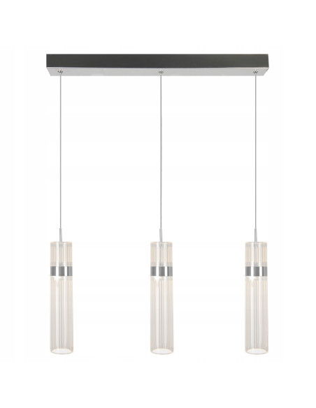 Lampa wisząca LED Ambiente z 3 kloszami w kolorze srebrnym – nowoczesne oświetlenie do kuchni i wnętrz.