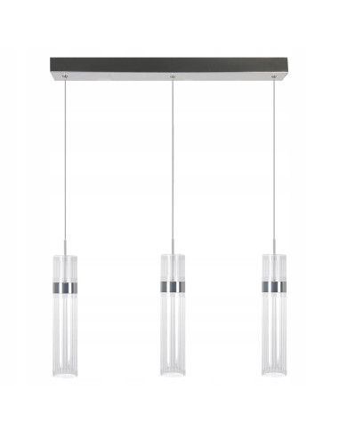 Lampa wisząca LED Ambiente z 3 kloszami w kolorze srebrnym – nowoczesne oświetlenie do kuchni i wnętrz.