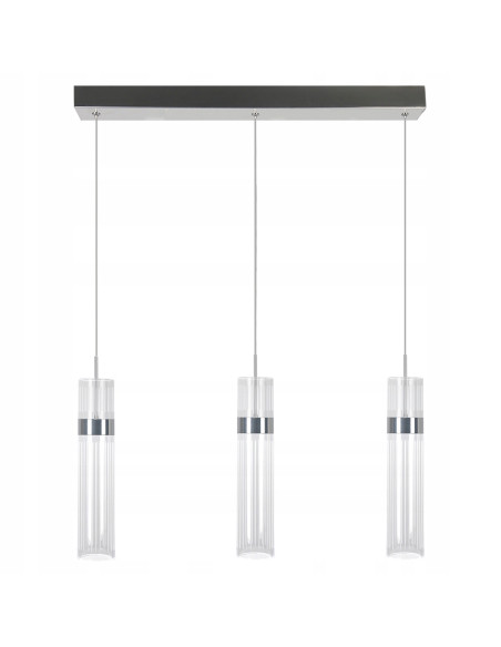 Lampa wisząca LED Ambiente z 3 kloszami w kolorze srebrnym – nowoczesne oświetlenie do kuchni i wnętrz.