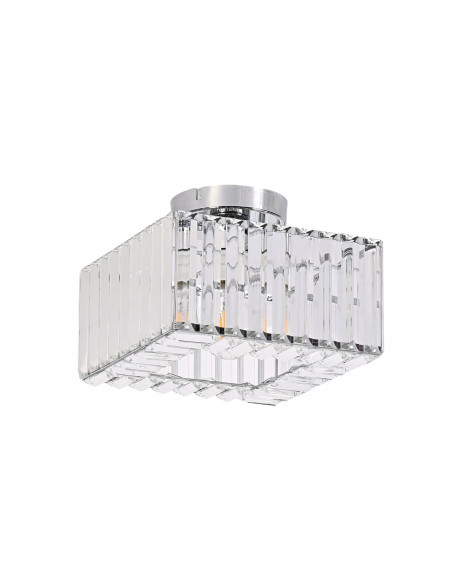 Plafon Vetro Glamour z kryształami, chromowany, elegancka lampa sufitowa do nowoczesnych wnętrz.