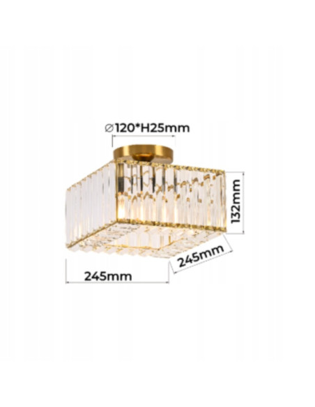 Plafon Vetro Glamour z kryształami, chromowany, elegancka lampa sufitowa do nowoczesnych wnętrz.