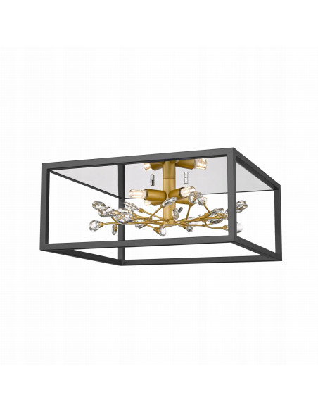 Lampa sufitowa SPRING z czarnego metalu i kryształami, 4-punktowa, nowoczesny design do każdego wnętrza