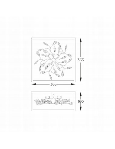 Lampa sufitowa SPRING z czarnego metalu i kryształami, 4-punktowa, nowoczesny design do każdego wnętrza