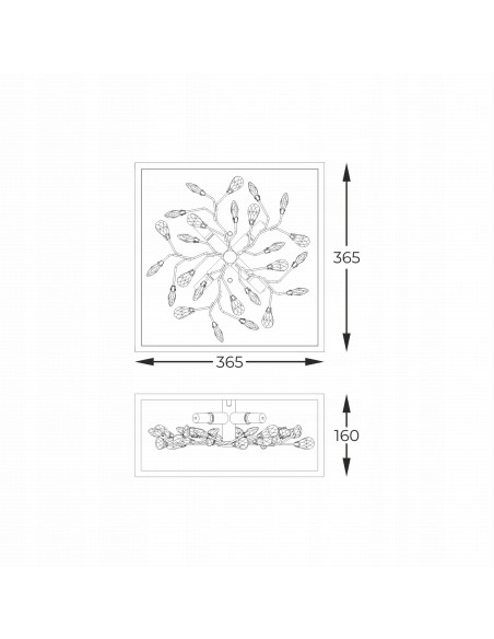 Lampa sufitowa SPRING z czarnego metalu i kryształami, 4-punktowa, nowoczesny design do każdego wnętrza