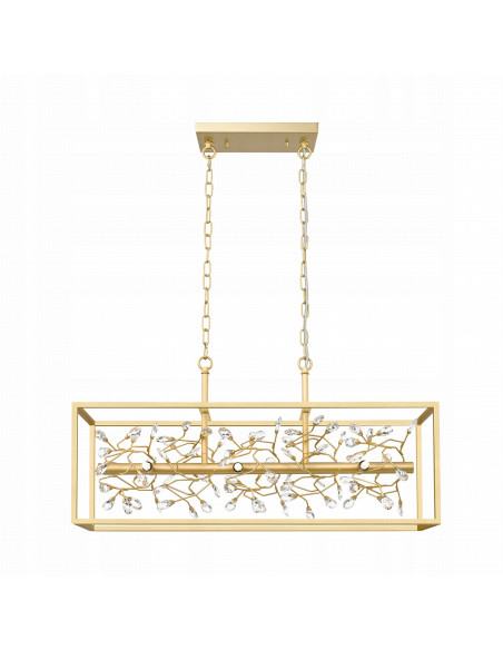 Lampa wisząca SPRING G9 z kryształowymi detalami na złotych łańcuszkach - elegancja i nowoczesność do każdego wnętrza