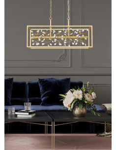 Lampa wisząca SPRING G9 z kryształowymi detalami na złotych łańcuszkach - elegancja i nowoczesność do każdego wnętrza 2