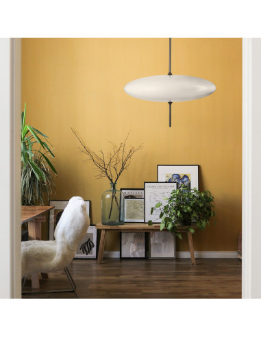 Lampa wisząca PIATTO - Nowoczesna elipsa w białym i czarnym, eleganckie oświetlenie do wnętrz.