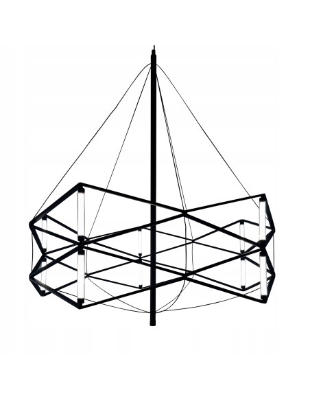 Nowoczesna lampa wisząca LED SPACE – elegancka konstrukcja w czarnym metalu do biura, jadalni i salonu