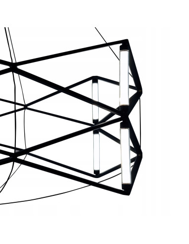 Nowoczesna lampa wisząca LED SPACE – elegancka konstrukcja w czarnym metalu do biura, jadalni i salonu