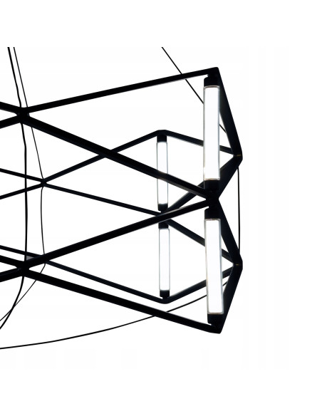 Nowoczesna lampa wisząca LED SPACE – elegancka konstrukcja w czarnym metalu do biura, jadalni i salonu