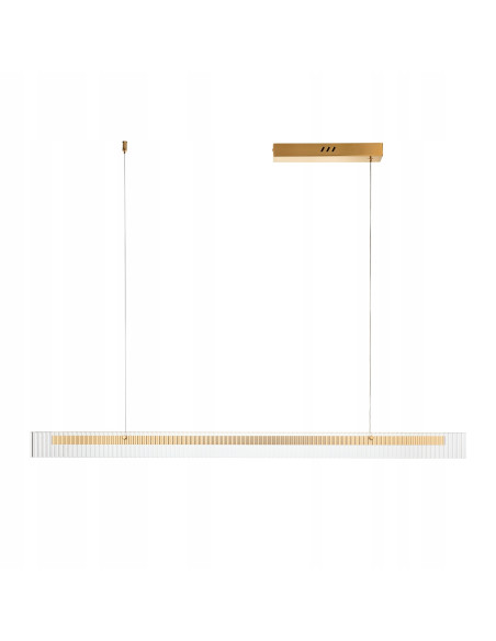 Lampa sufitowa LONGIN z prążkowanym szkłem i złotą listwą - nowoczesna elegancja do wysokich wnętrz