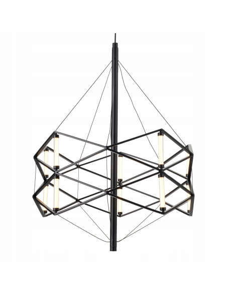 Nowoczesna lampa wisząca LED SPACE – elegancka konstrukcja w czarnym metalu do biura, jadalni i salonu