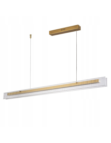 Lampa sufitowa LONGIN z prążkowanym szkłem i złotą listwą - nowoczesna elegancja do wysokich wnętrz