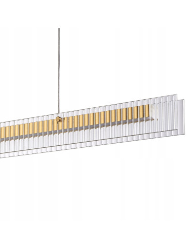 Lampa sufitowa LONGIN z prążkowanym szkłem i złotą listwą - nowoczesna elegancja do wysokich wnętrz
