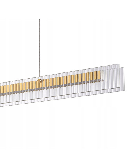 Lampa sufitowa LONGIN z prążkowanym szkłem i złotą listwą - nowoczesna elegancja do wysokich wnętrz