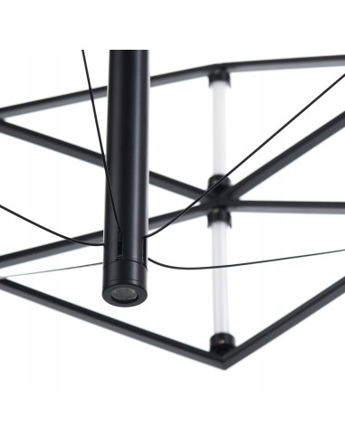 Nowoczesna lampa wisząca LED SPACE – elegancka konstrukcja w czarnym metalu do biura, jadalni i salonu