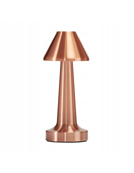 Elegancka lampa nocna TAVOLO w kolorze miedzi z regulowanym światłem - idealna do stylowych wnętrz i hoteli.