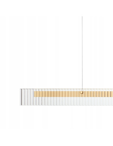 Lampa sufitowa LONGIN z prążkowanym szkłem i złotą listwą - nowoczesna elegancja do wysokich wnętrz