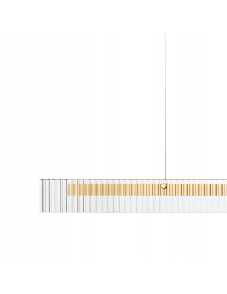 Lampa sufitowa LONGIN z prążkowanym szkłem i złotą listwą - nowoczesna elegancja do wysokich wnętrz
