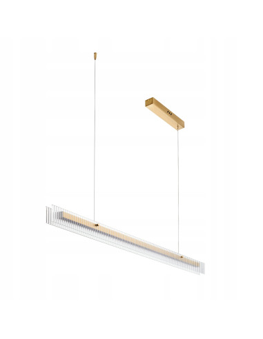 Lampa sufitowa LONGIN z prążkowanym szkłem i złotą listwą - nowoczesna elegancja do wysokich wnętrz