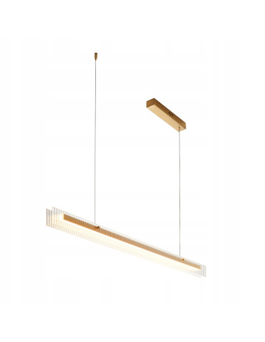 Lampa sufitowa LONGIN z prążkowanym szkłem i złotą listwą - nowoczesna elegancja do wysokich wnętrz