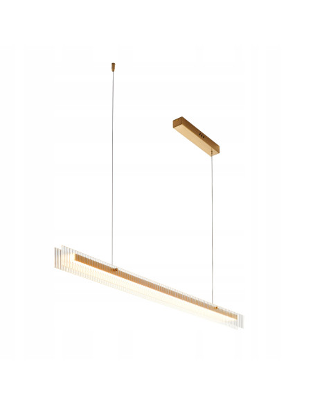 Lampa sufitowa LONGIN z prążkowanym szkłem i złotą listwą - nowoczesna elegancja do wysokich wnętrz