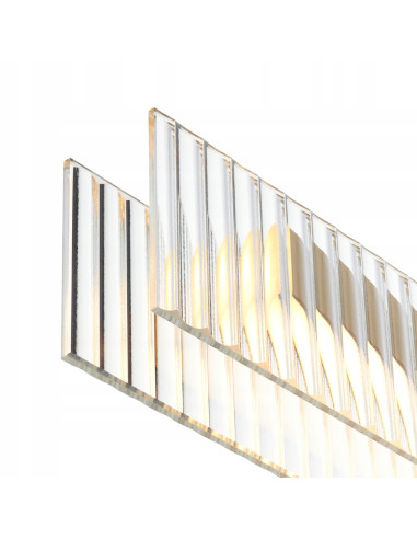 Lampa sufitowa LONGIN z prążkowanym szkłem i złotą listwą - nowoczesna elegancja do wysokich wnętrz