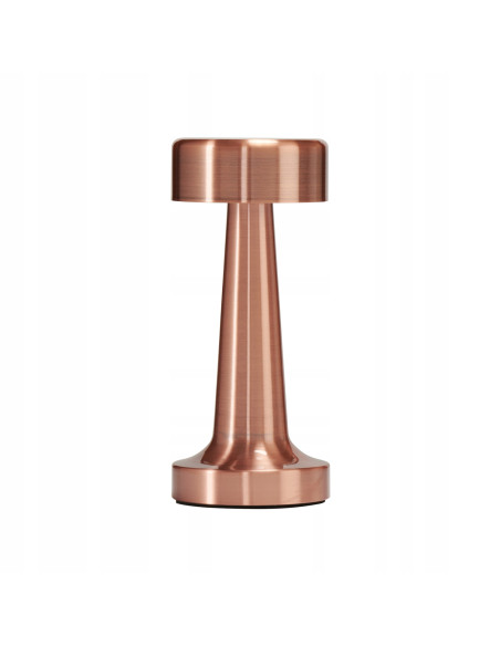 Lampa stołowa TAVOLO w stylu ART DECO z dotykowym abażurem, zintegrowanym LED i zmienną barwą światła, miedziana