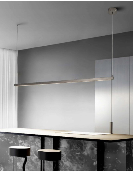 Lampa sufitowa BEAM LED w kolorze tytanowym - nowoczesne oświetlenie zintegrowane 2-punkty, 100cm do kuchni i jadalni.