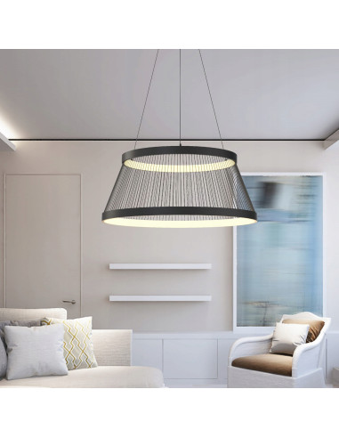 Nowoczesna lampa wisząca LED BALU czarna z drucianym kloszem – elegancja i funkcjonalność do każdego wnętrza